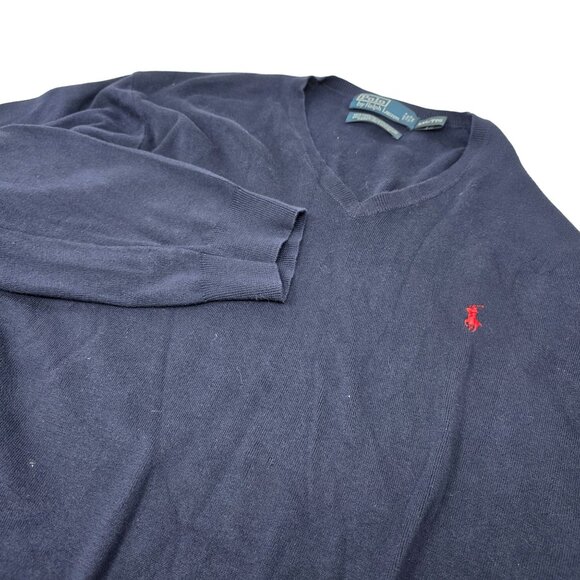 Polo Ralph Lauren Pima Cotton Sweater Size XXL Navy Blue Long Sleeve - Picture 1 of 5